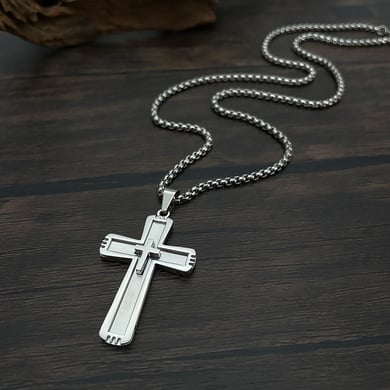 1 Piece Modern Cross Stainless Steel Gold Color Men's Pendant Necklaces h5 Picture9