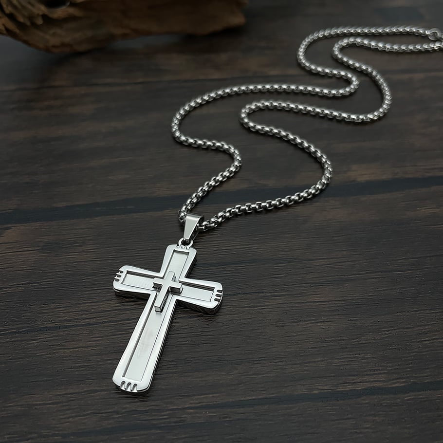 1 Piece Modern Cross Stainless Steel Gold Color Men's Pendant Necklaces Picture9