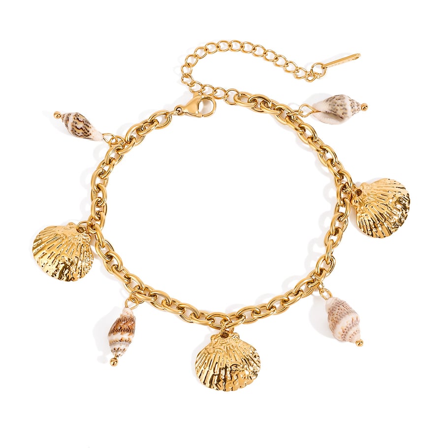 1 Piece Oceanic Stainless Steel Gold Color Shell Women's Charm Bracelets Picture5