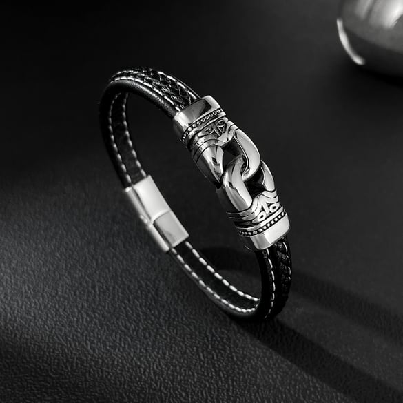 1 Stück Industrielle geometrische Edelstahl-Herrenarmbänder 2