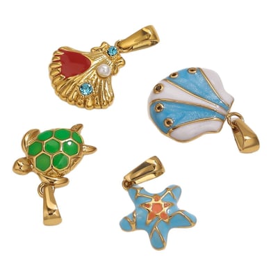 1 Piece Ocean Series Marine Organism Stainless Steel Women's Pendants h5 Picture6