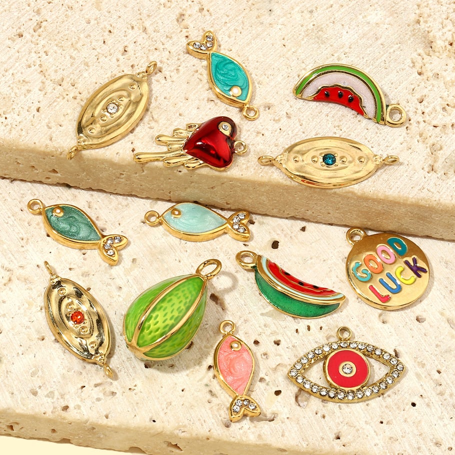 Vivid Watermelon Stainless Steel Gold Color Pendants Picture3