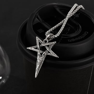 Punk Five-pointed Star Stainless Steel Men's Pendant Necklaces h5 Picture7