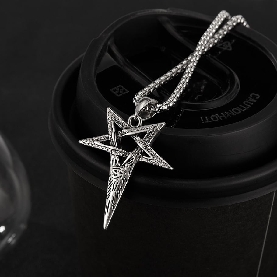Punk Five-pointed Star Stainless Steel Men's Pendant Necklaces Picture7