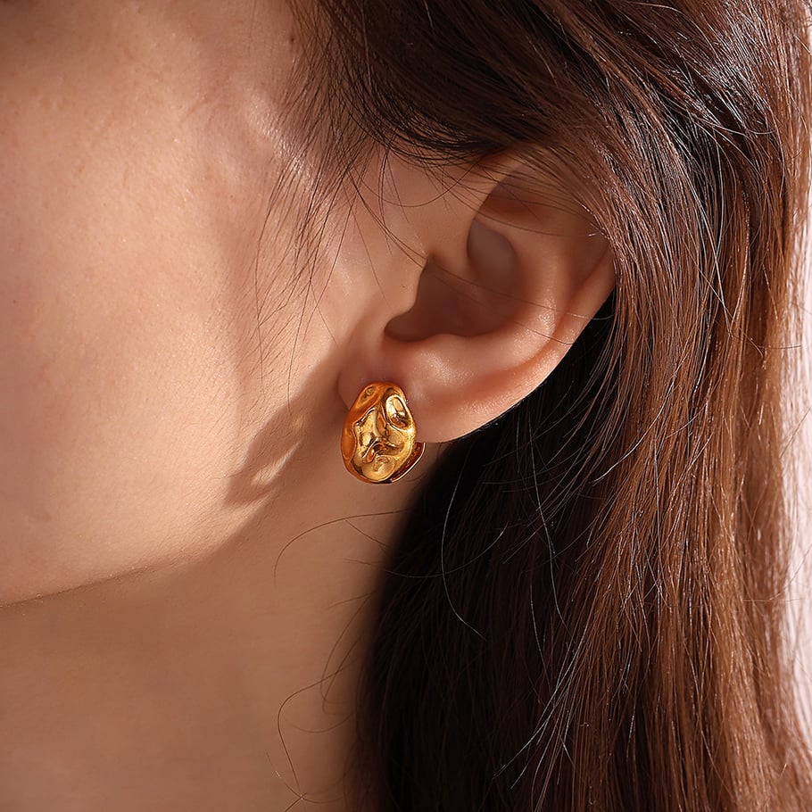 Geometric Titanium Steel Gold Color Clip-on Earrings Picture5