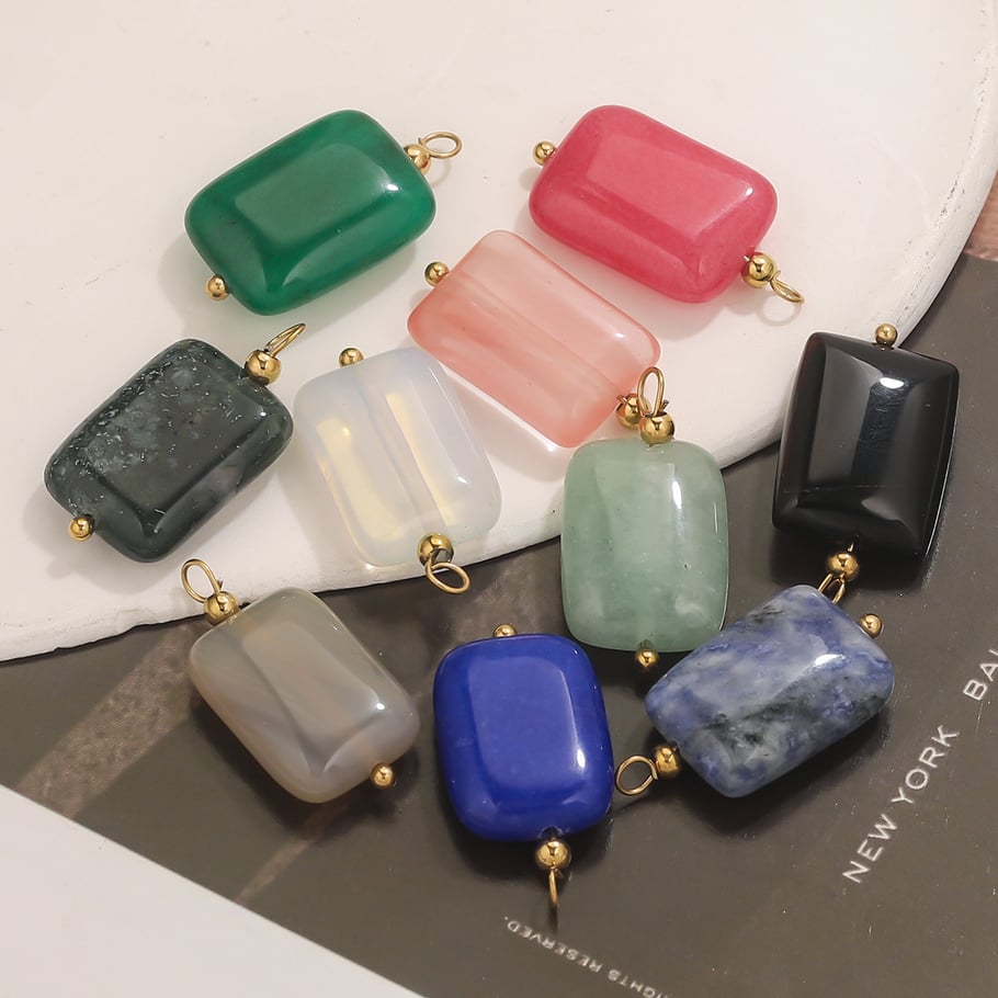 1 Piece Polychrome Rectangular Stainless Steel Natural Stone Women's Pendants Picture8