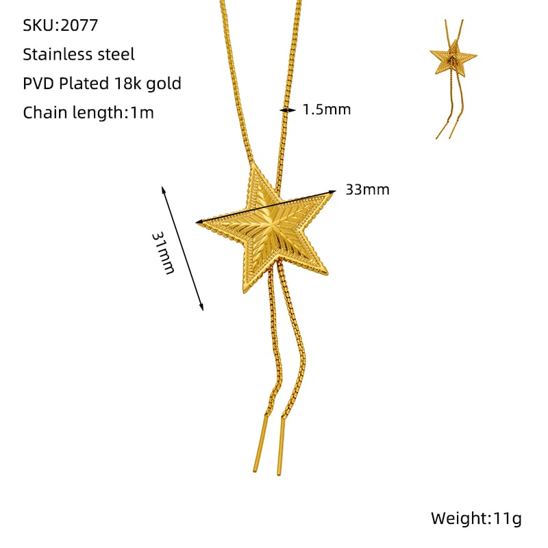 Star Stainless Steel Gold Color Long Necklaces Picture2