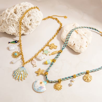 Vacation Series Shell Stainless Steel Gold Color Pendant Necklaces h5 Picture4