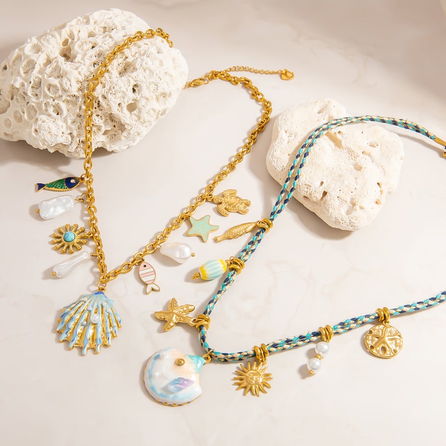 Vacation Series Shell Stainless Steel Gold Color Pendant Necklaces Picture4