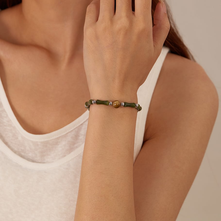 Daily Patchwork Nature Stone Stainless Steel Men's Chain Bracelets Picture4