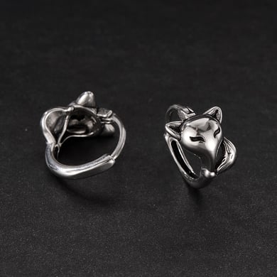 1 Piece Designable Series Chic Fox Stainless Steel Men's Hoop Earrings h5 Picture6