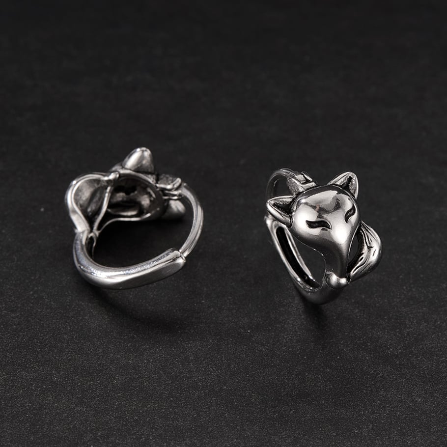 1 Piece Designable Series Chic Fox Stainless Steel Men's Hoop Earrings Picture6