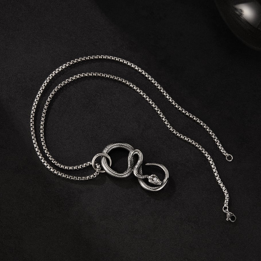 Curving Snake Stainless Steel Men's Necklaces Picture3