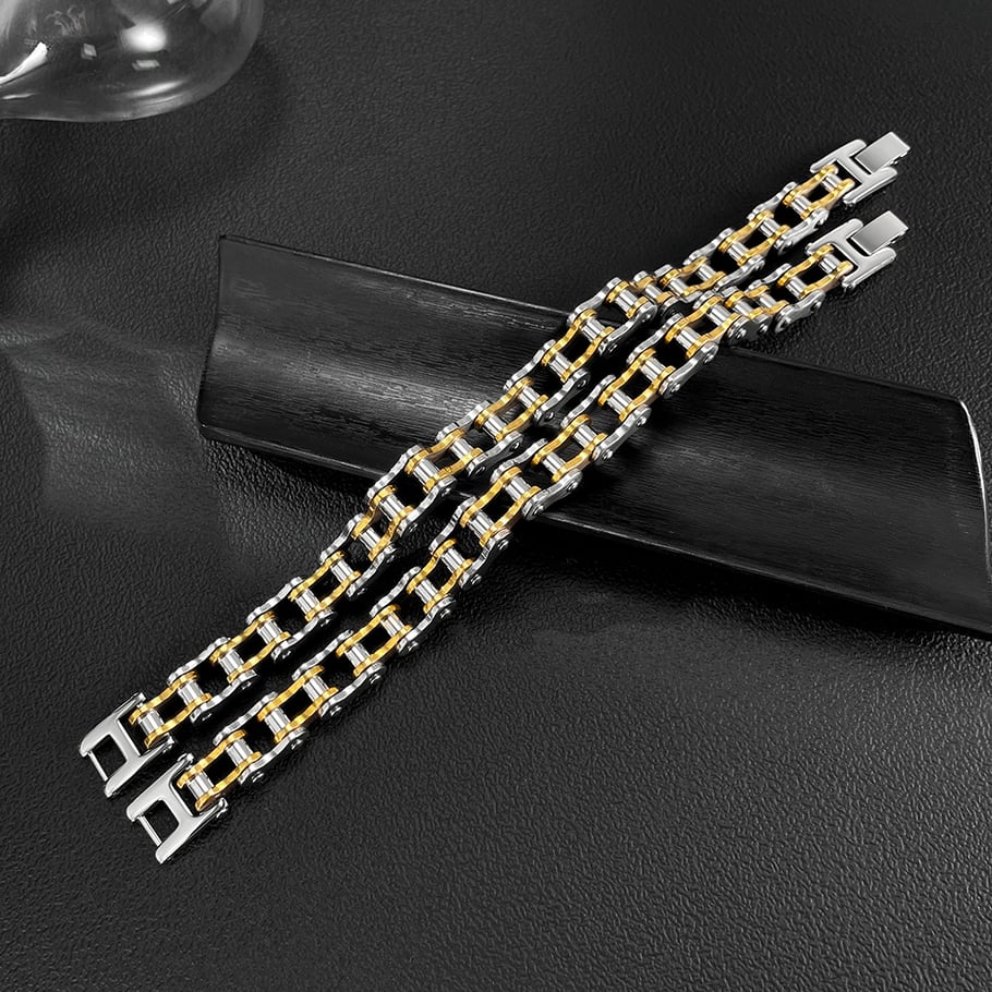 Bracelets pour homme en acier inoxydable avec chaîne de locomotive classique h5Image6