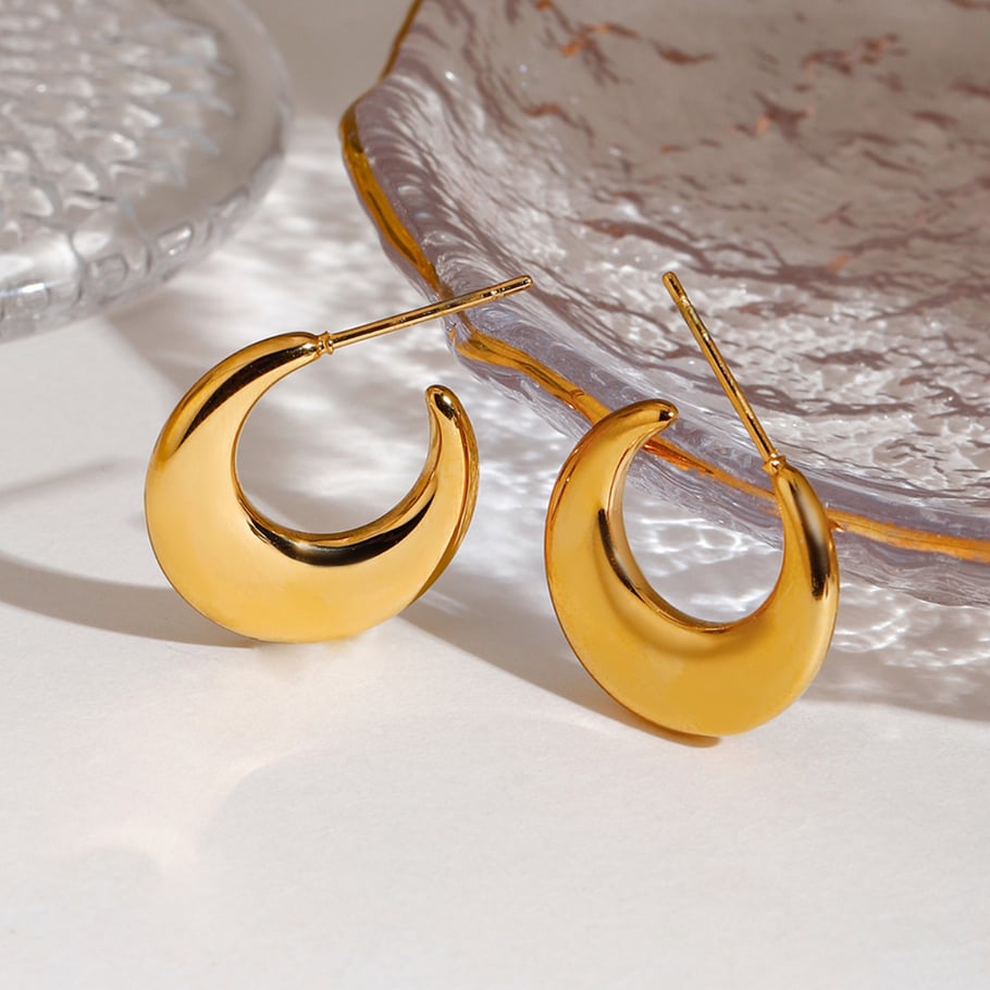 Moon Stainless Steel Gold Color Women's Drop Earrings Picture5
