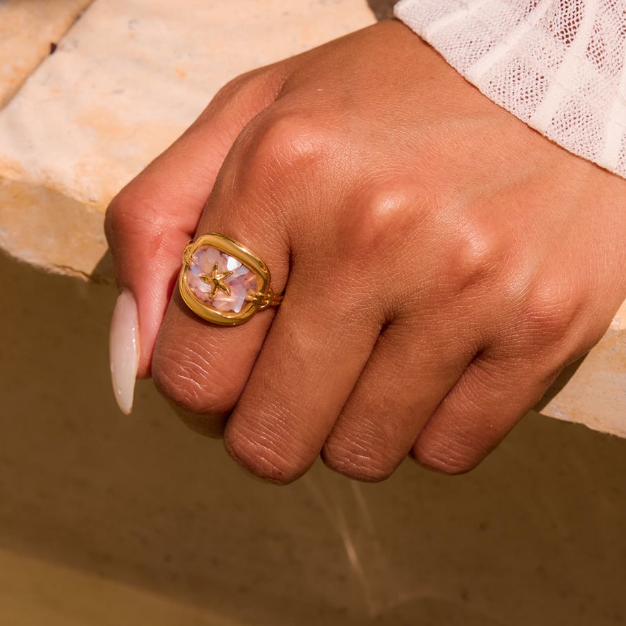 Oceanic Stainless Steel Gold Color Statement Rings h5Picture3