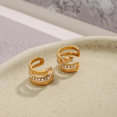 Snake Stainless Steel Gold Color Ear Cuffs h5 Picture2