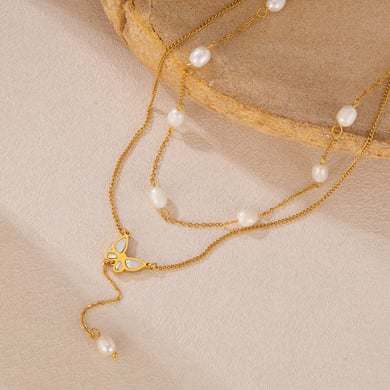 1 collar de cadena de acero inoxidable con borlas simples para mujer h5 Imagen2