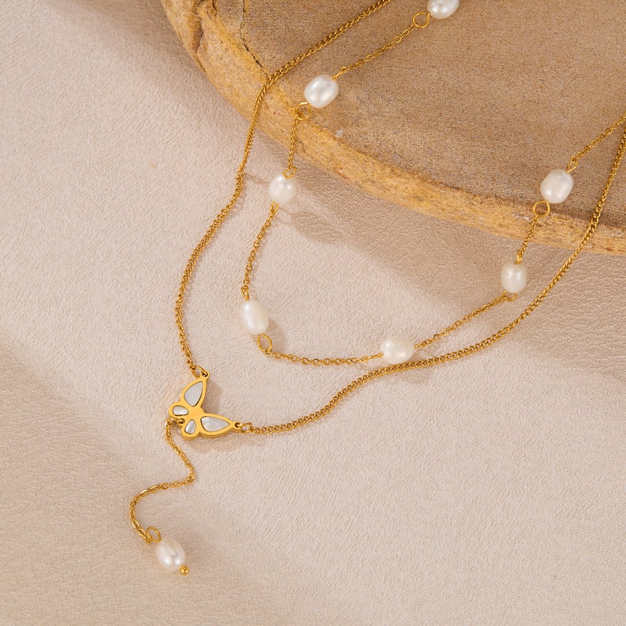 1 collar de cadena de acero inoxidable con borlas simples para mujer Imagen2