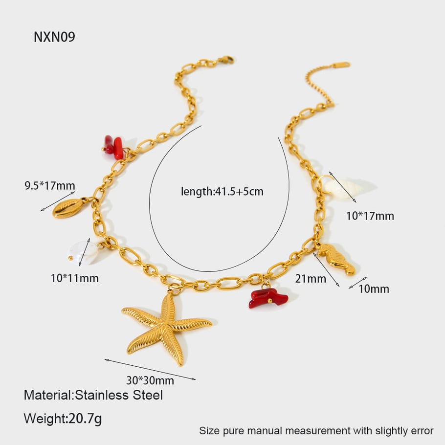 1 stuk Ocean Element Zeester Schelp Roestvrijstalen Hanger Ketting