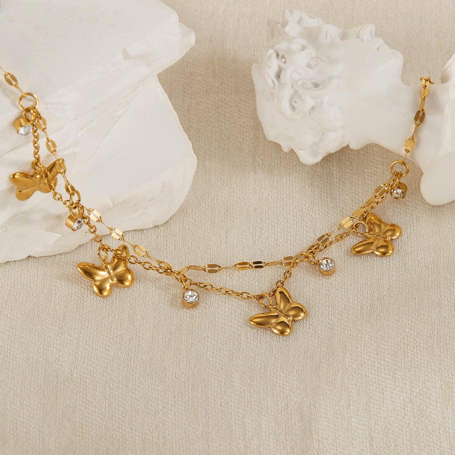 1 Stück Simple Series Daily Animal Edelstahl Goldfarben Damen Charm Armbänder Bild5