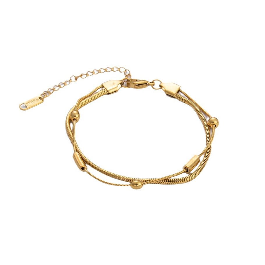 1 Piece Classic Series Daily Solid Color Stainless Steel Gold Color DIY Women's Chain Bracelets Picture5