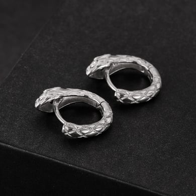 1 Piece Sophisticated Style Snake Head Stainless Steel Men's Hoop Earrings h5 Picture7