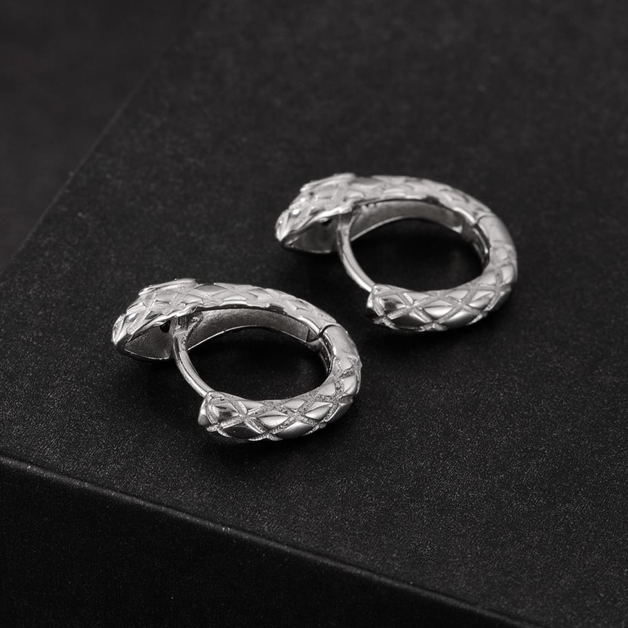 1 Piece Sophisticated Style Snake Head Stainless Steel Men's Hoop Earrings Picture7