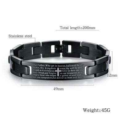 1 Piece Modern Cross Word Stainless Steel Men's Bracelets h5 Picture4