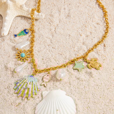 Vacation Series Shell Stainless Steel Gold Color Pendant Necklaces h5 Picture6