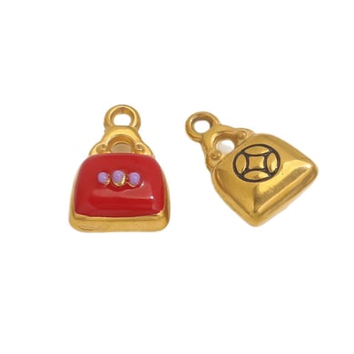 1 Piece Classic Bag Droplet Technique Stainless Steel Gold Color Women's Pendants h5 Picture6