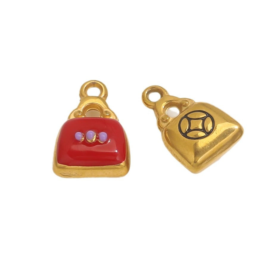 1 Piece Classic Bag Droplet Technique Stainless Steel Gold Color Women's Pendants Picture6
