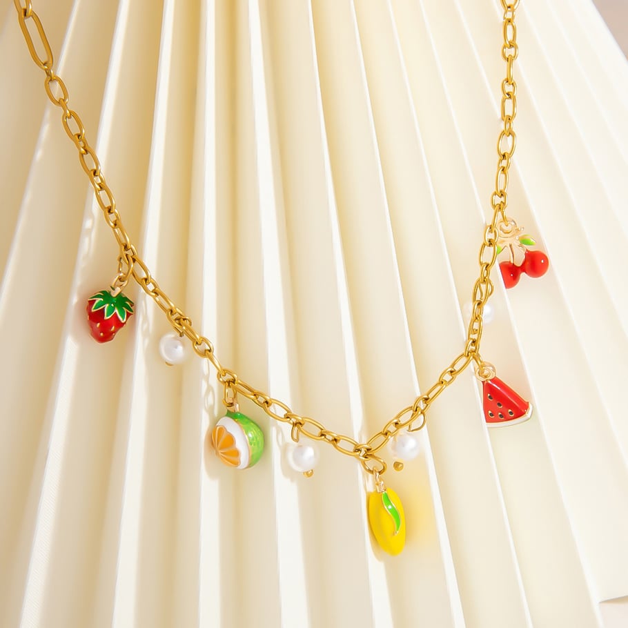 Cute Fruit Series Gold Color Stainless Steel Women’Necklaces Picture3