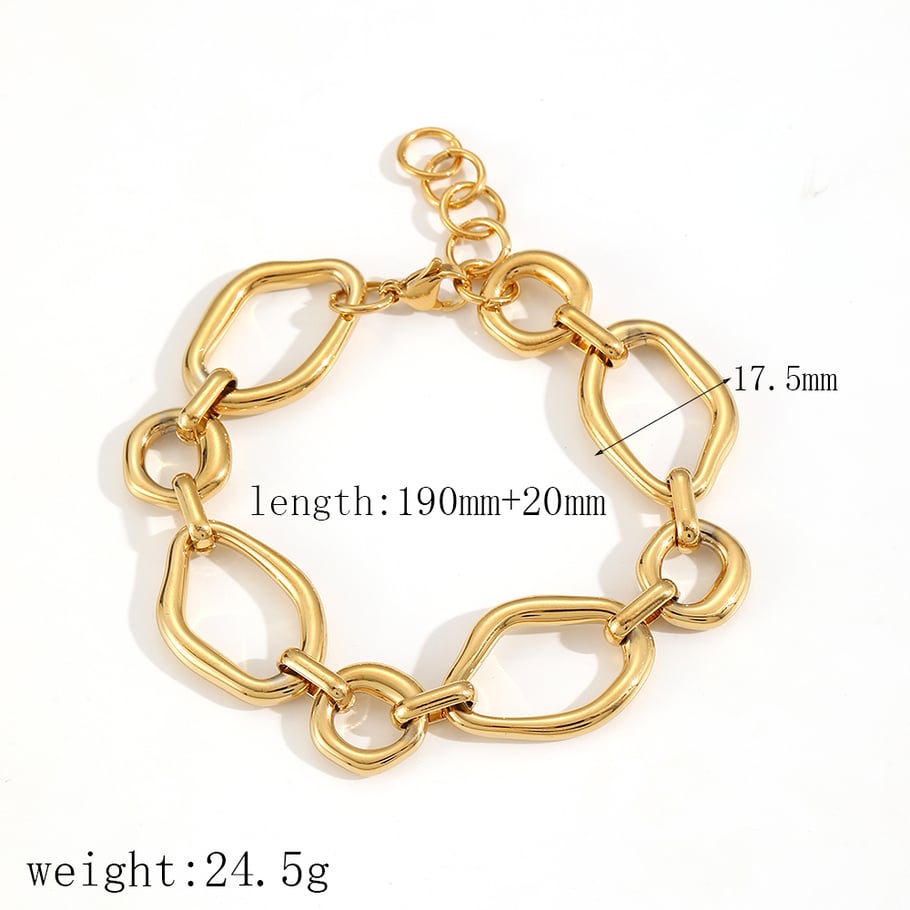 Classic Irregular Geometric Stainless Steel Gold Color Women's Chain Bracelets 