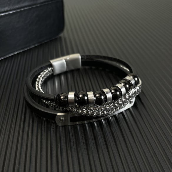 1 Stück gestaltbare mehrschichtige Herrenarmbänder aus Edelstahl 2