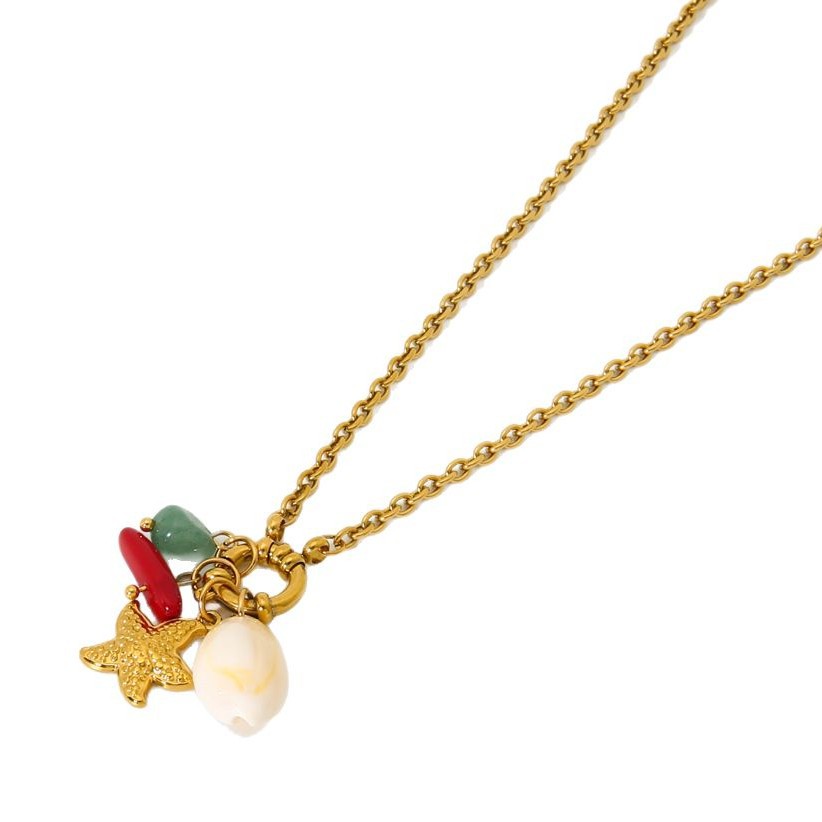 Ocean Series Gold Color Stainless Steel Starfish - Tassel Necklace for Women Picture5