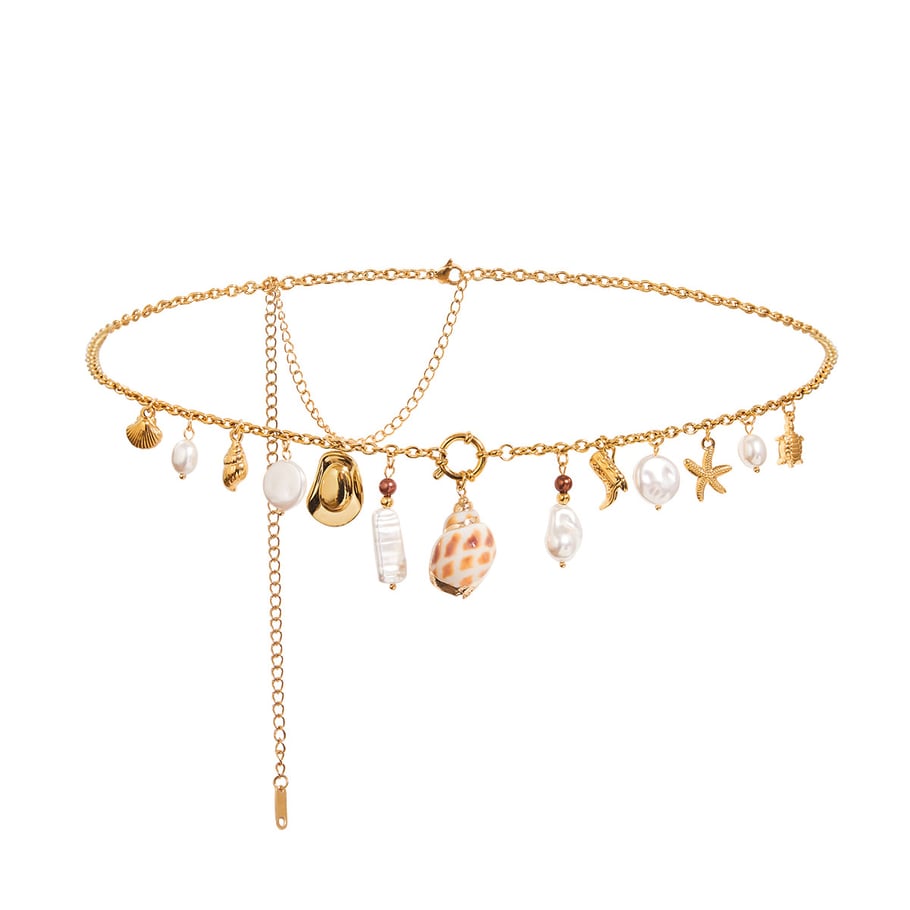 style stainless steel gold color shell waist cha 