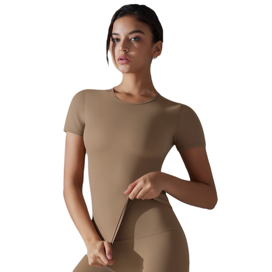 1 Piece High Elastic Skin Tight Breathable Yoga Short Sleeved Women's Sports T Shirt Picture6