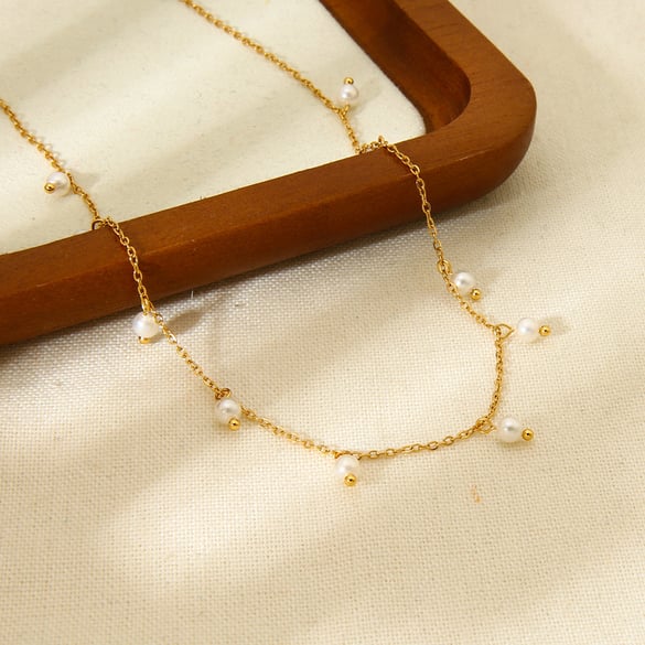 Collana con ciondolo da donna con perle della serie semplice, 1 pezzo 2