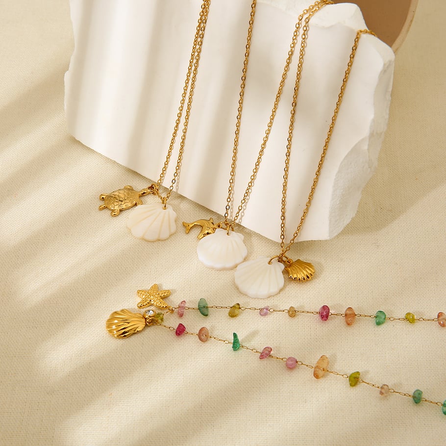 Ocean Series Starfish and Seashell Pendant Women's Necklaces Picture2