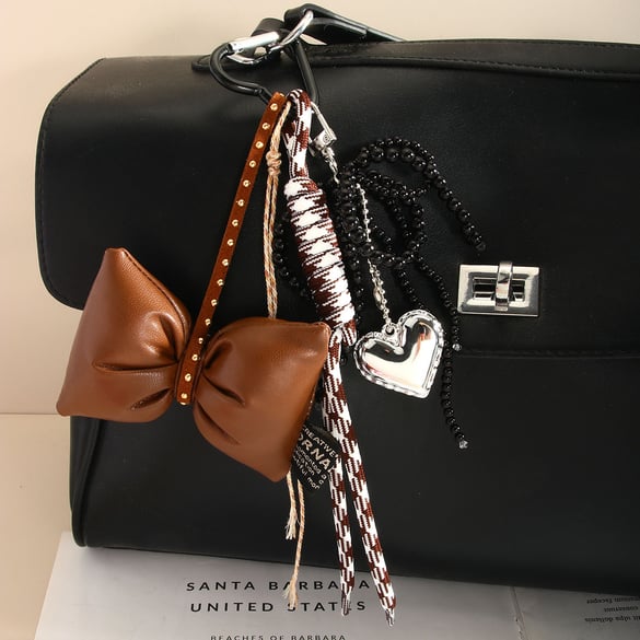 Breloques de sac vintage en corde tressée avec nœud dimensionnel pour femme