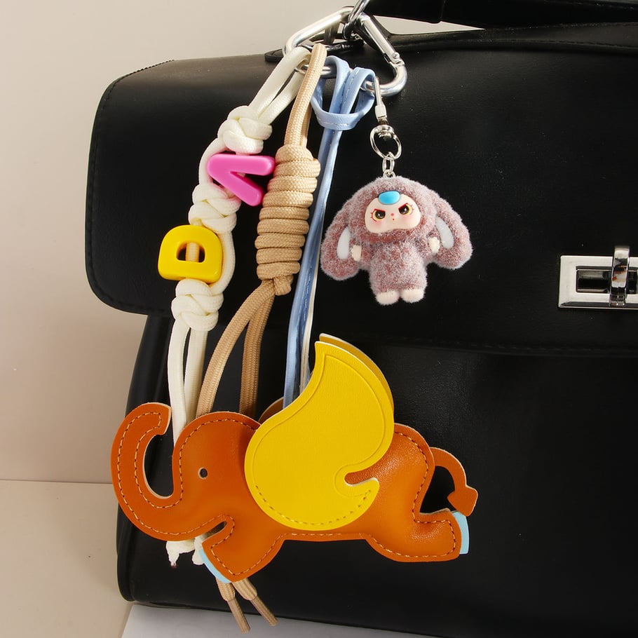Cute Cartoon Elephant Alphabet Women's Bag Charms Picture4