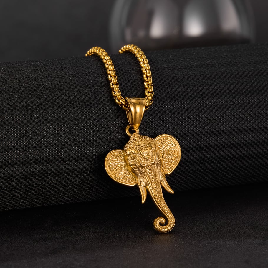 1 Piece Intricate Elephant Stainless Steel Men's Pendant Necklaces Picture3