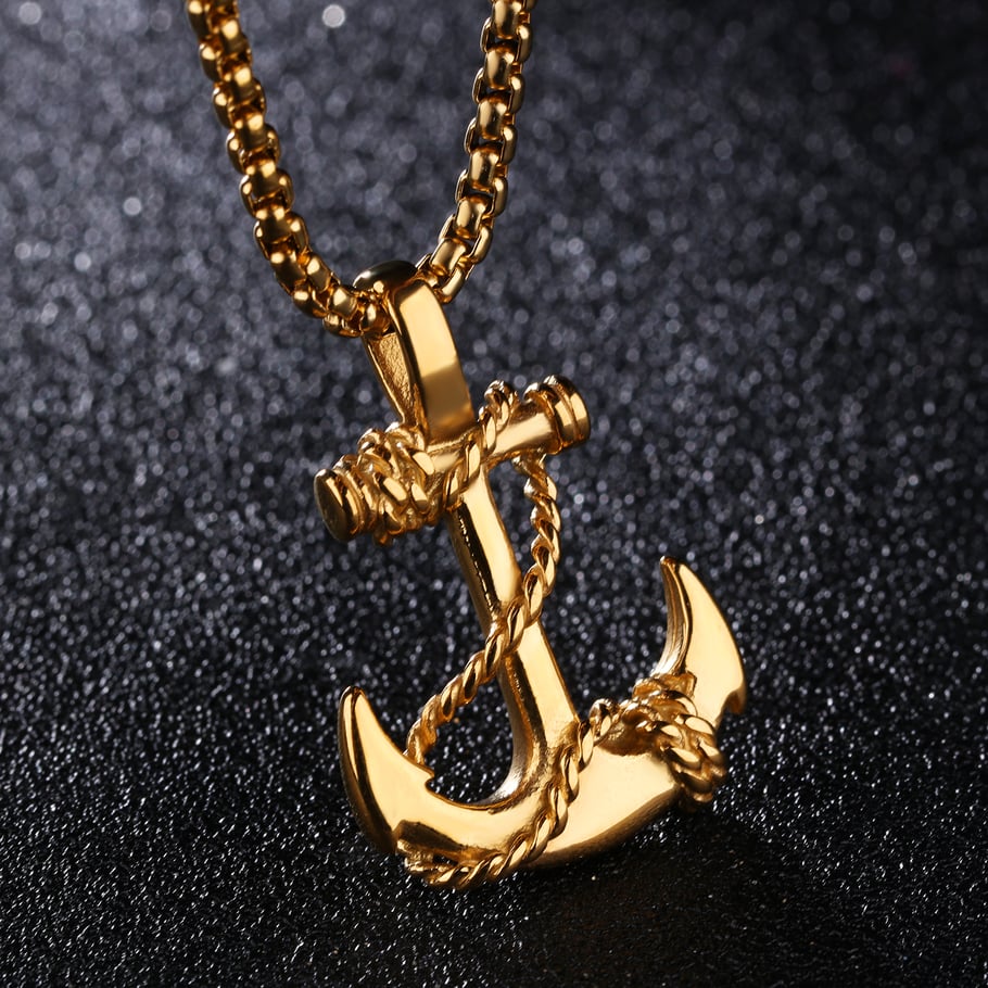 1 Piece Punk Boat Anchor Stainless Steel Men's Necklaces Picture3