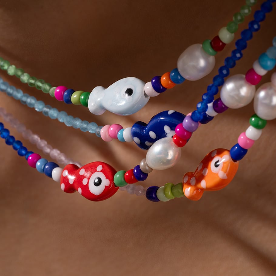Whimsical Fish Ceramics Natural Stone Women's Pendant Necklaces Picture4