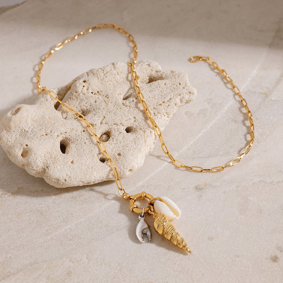 Oceanic Stainless Steel Gold Color Pendant Necklaces Picture5