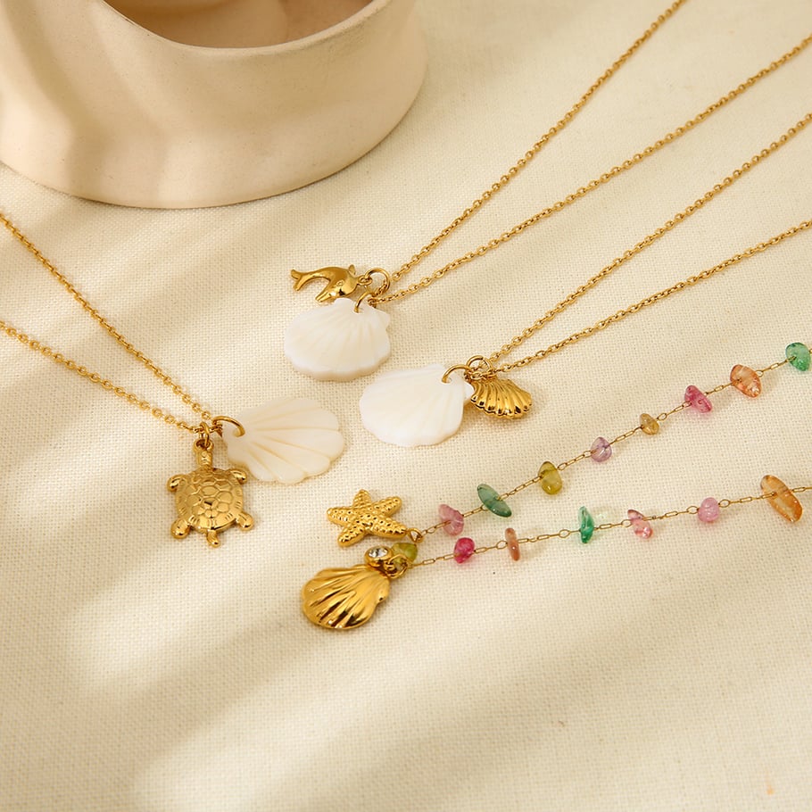 Ocean Series Starfish and Seashell Pendant Women's Necklaces Picture3