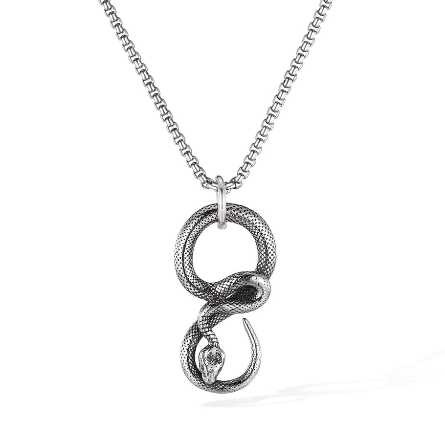 Curving Snake Stainless Steel Men's Necklaces 