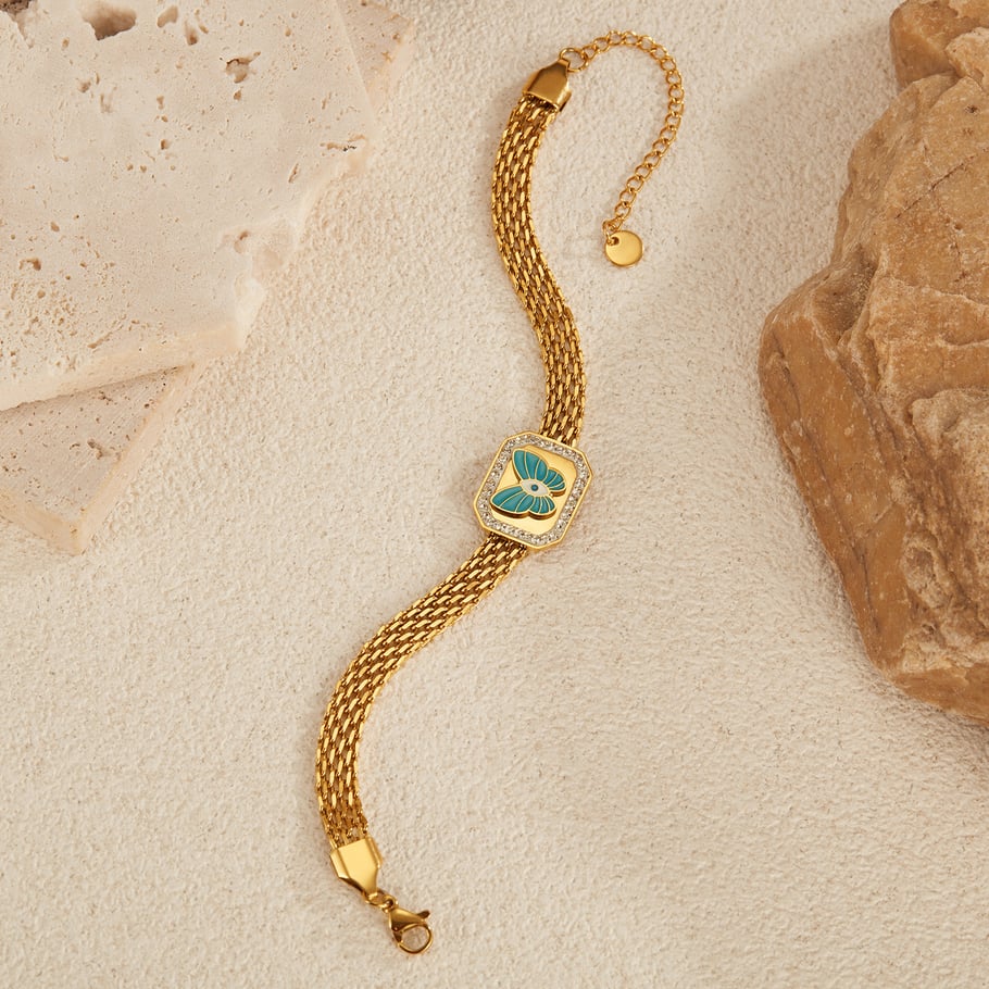 pulsera de cadena de acero inoxidable para mujer, de 1 pieza, con diseño geométrico diario,  Imagen2