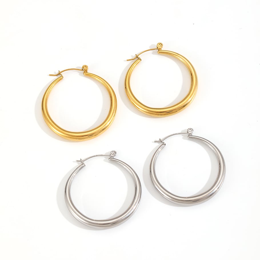 Classic Stainless Steel Gold Color Hoop Earrings Picture3